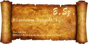 Bierbaum Szovát névjegykártya